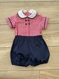 Coordinato Vichy rosso/blu con culotte