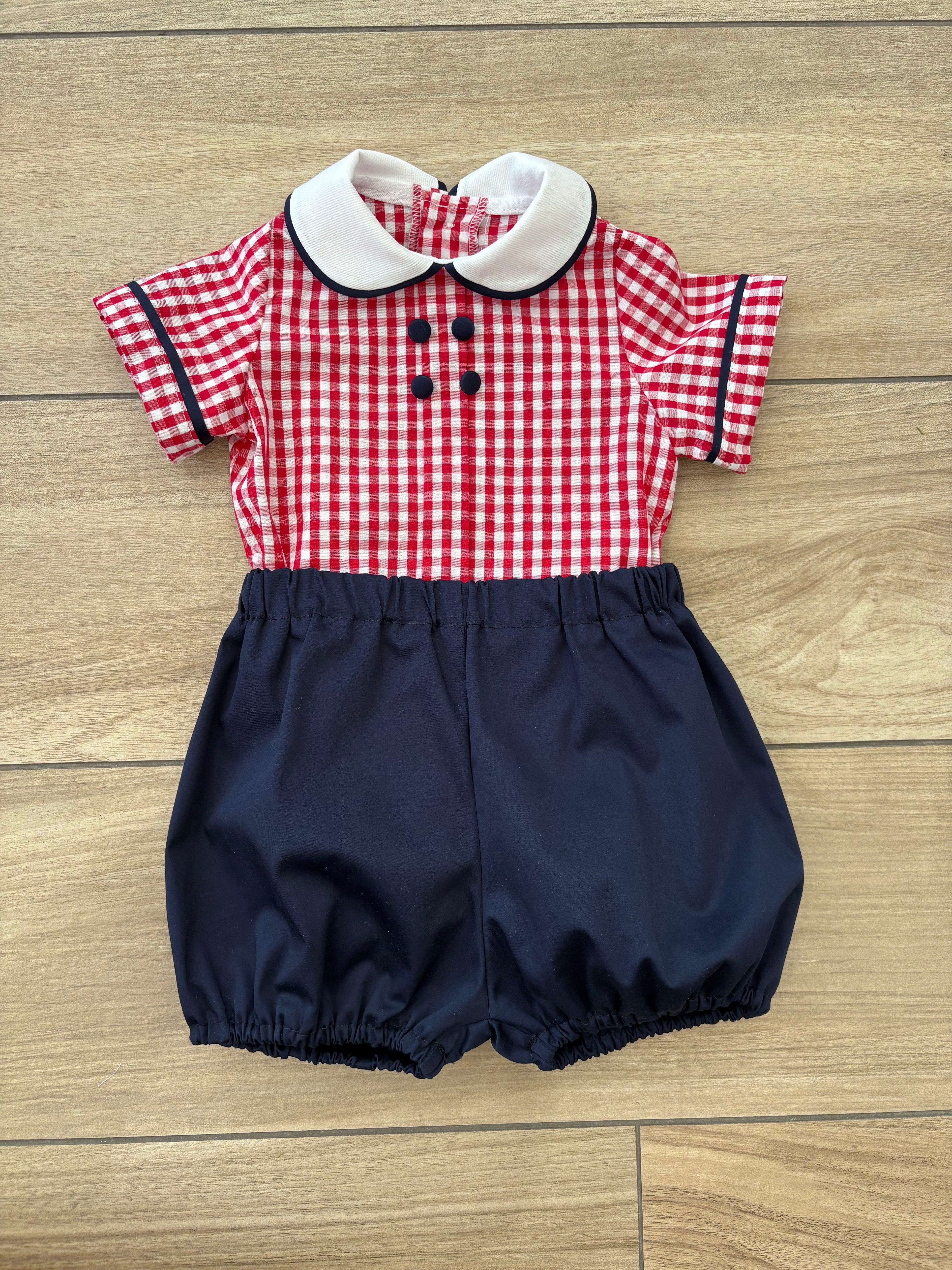 Coordinato Vichy rosso/blu con culotte