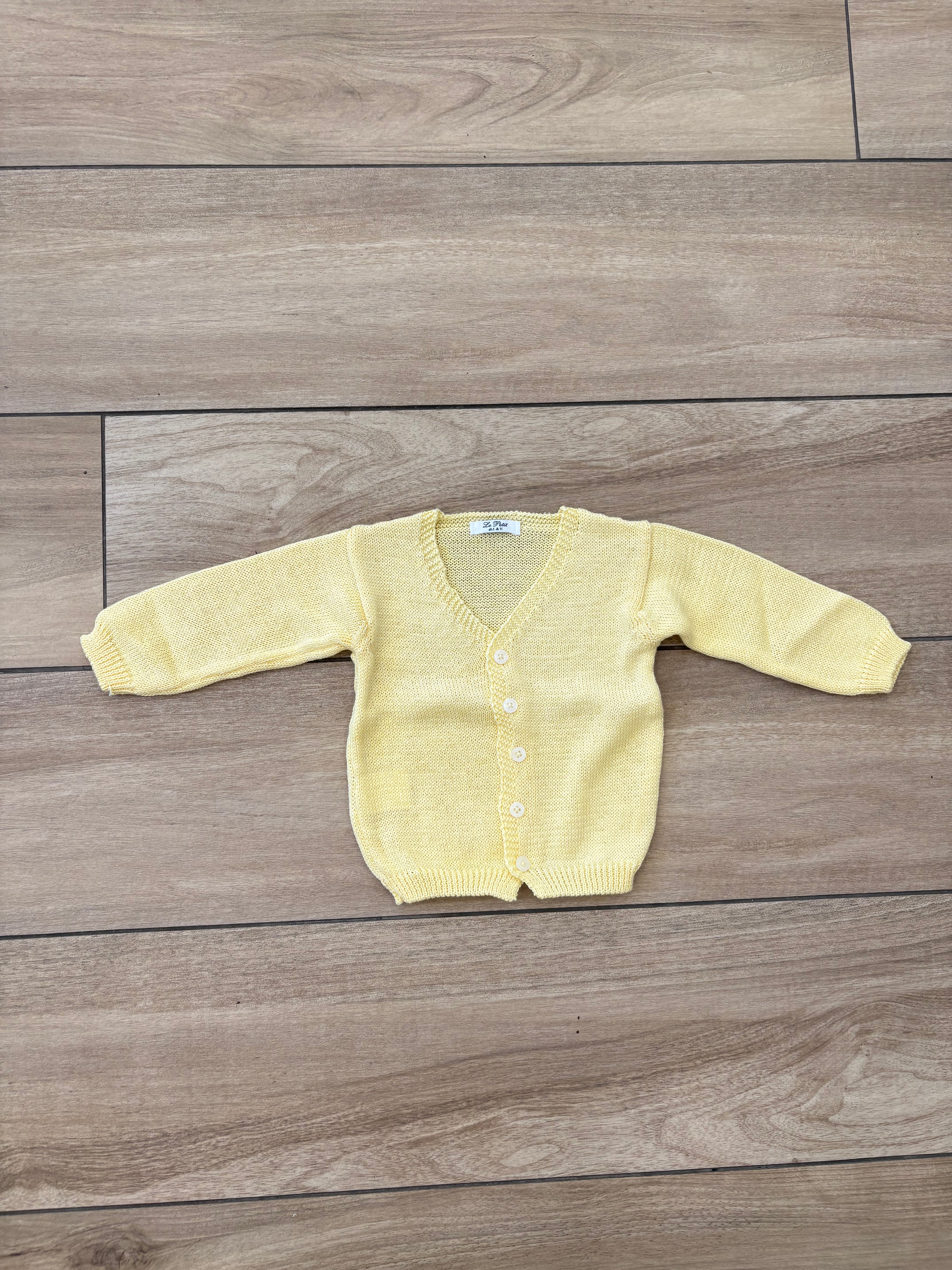 Cardigan 5 bottoni in filo di cotone giallo