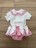 Coordinato Vichy rosa/bianco