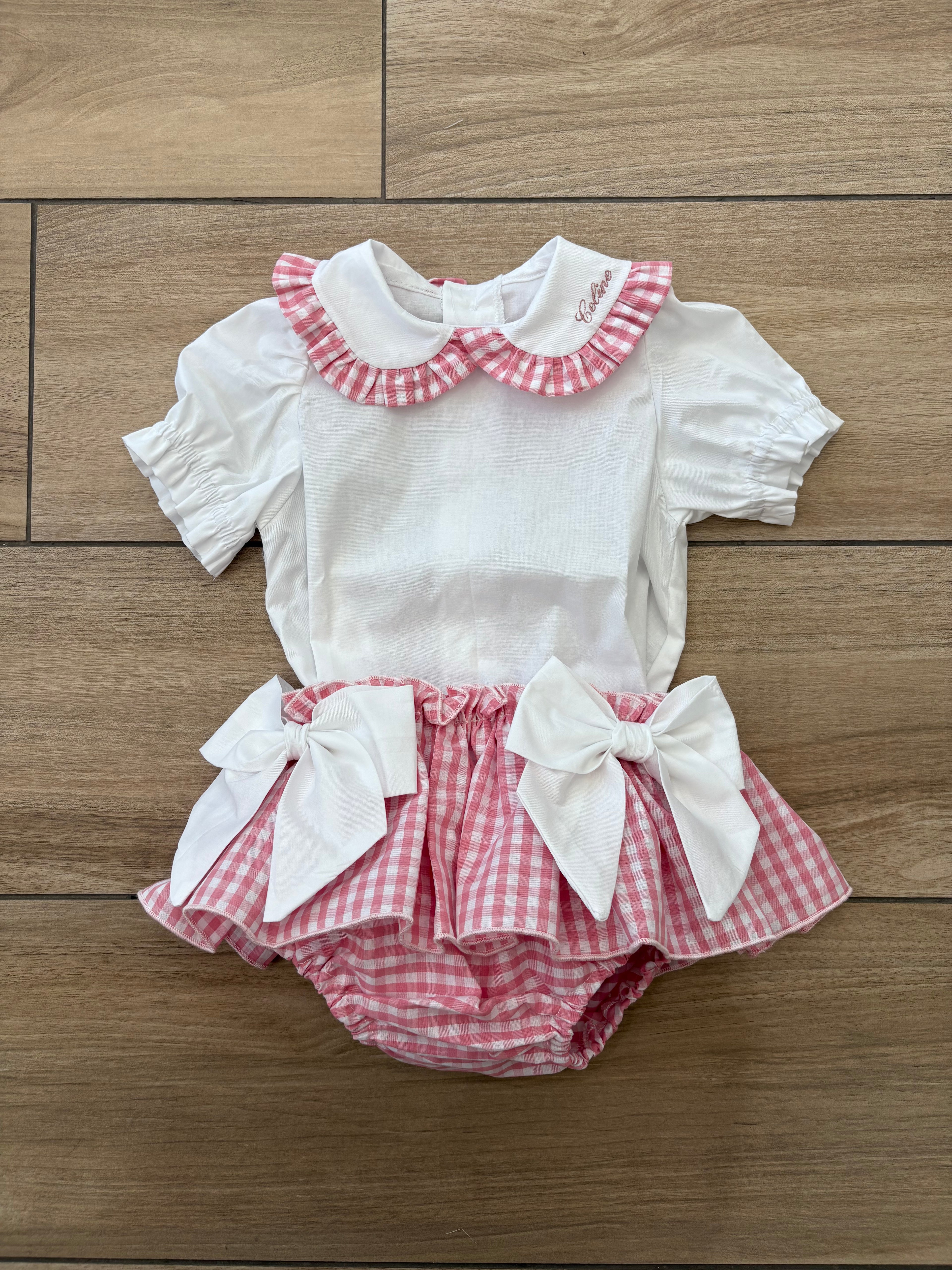 Coordinato Vichy rosa/bianco