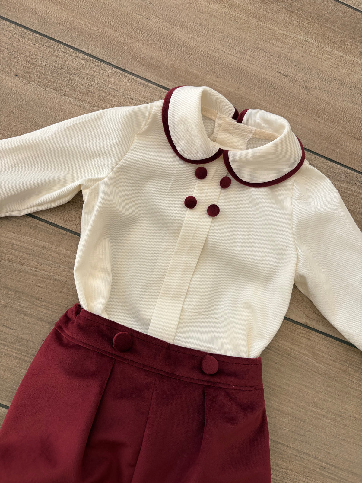 Coordinato Velvet Bordoux/panna